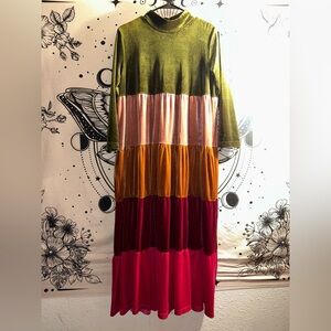 Vada winter Vibrant Long Sleeve Colorblock Dress